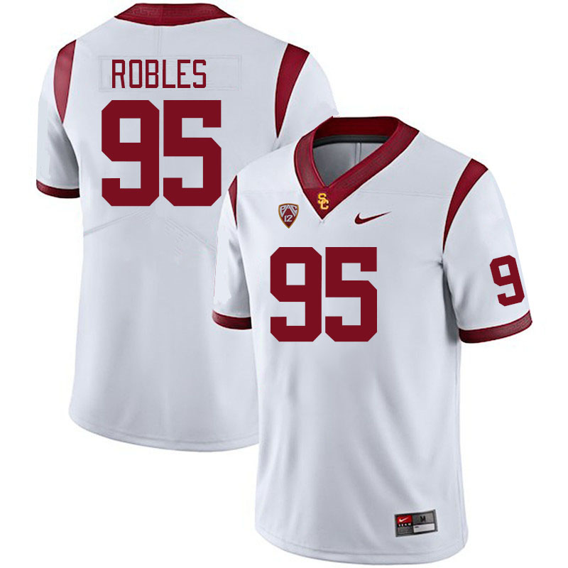 Men #95 Tyler Robles USC Trojans College Football Jerseys Stitched Sale-White